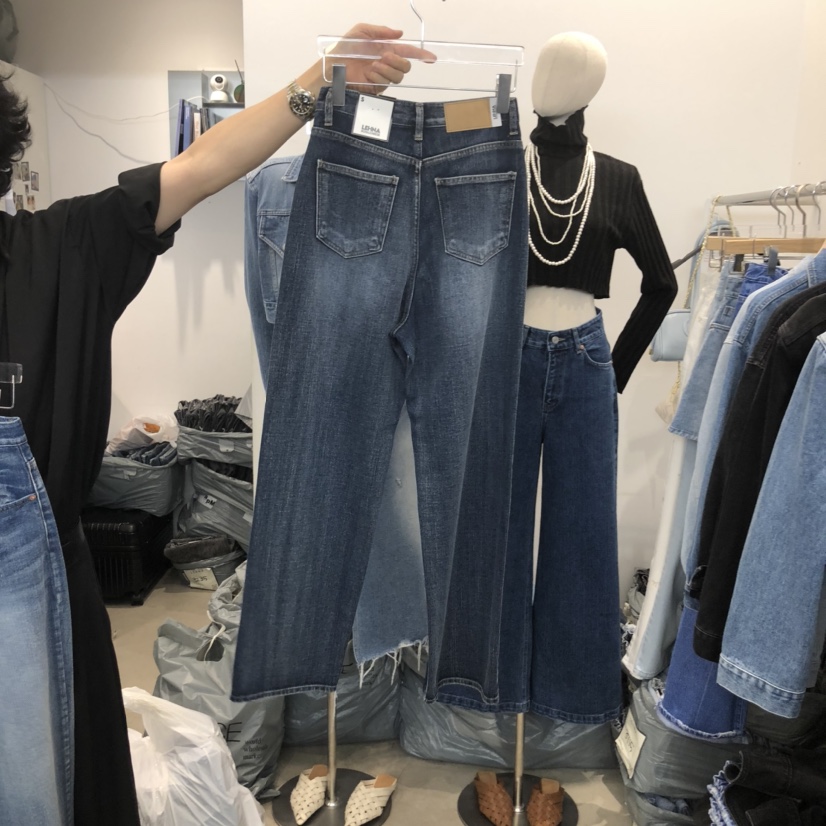 LEHNA韓國直郵女裝新品推薦時尚人氣24秋冬真品職業牛仔褲LEHNA牛仔褲
