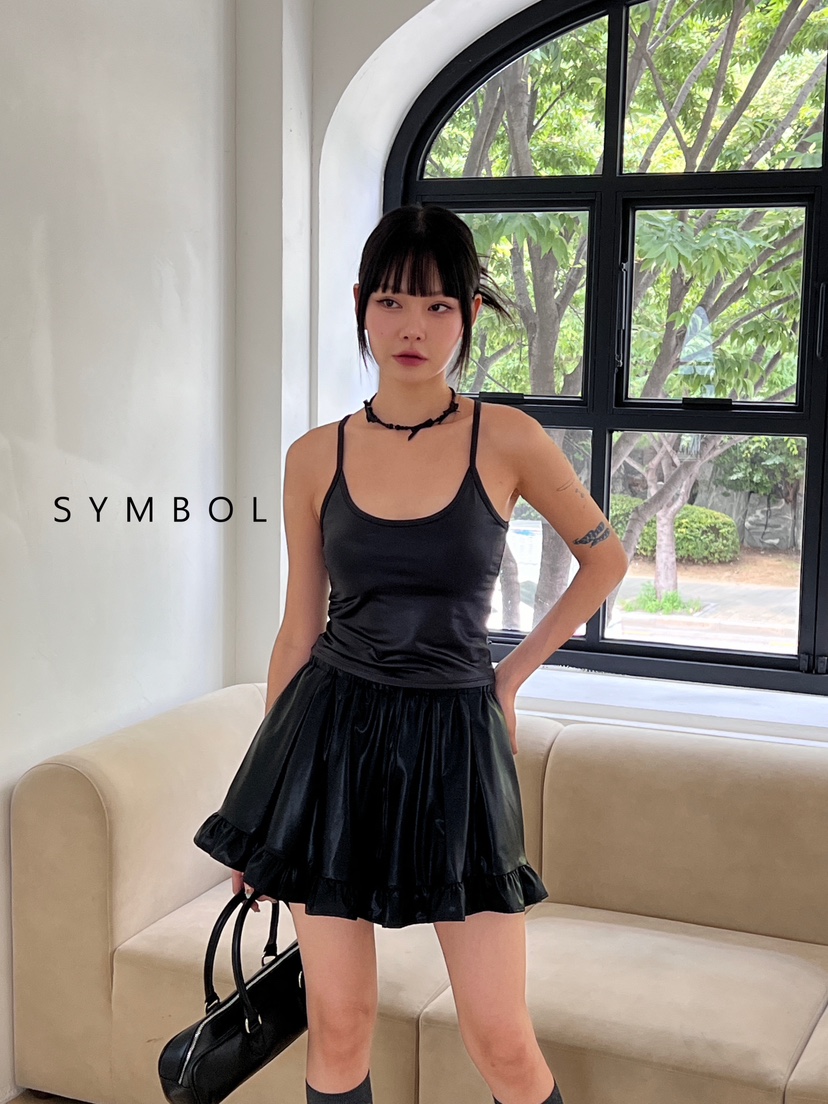 SYMBOL韓國直郵東大門代購女裝新品24秋冬熱賣吊帶背心皮革SYMBOL吊帶/背心