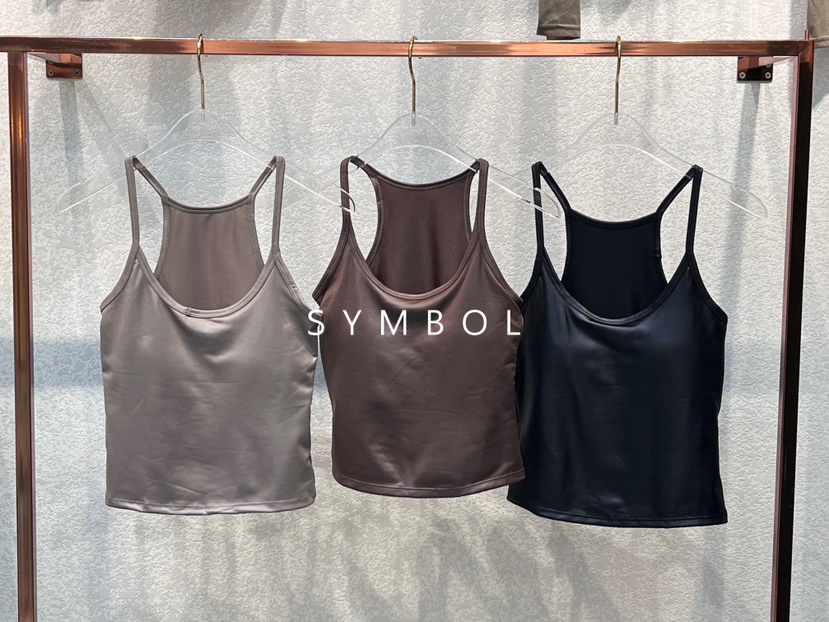 SYMBOL韓國直郵東大門代購女裝新品24秋冬熱賣吊帶背心皮革SYMBOL吊帶/背心