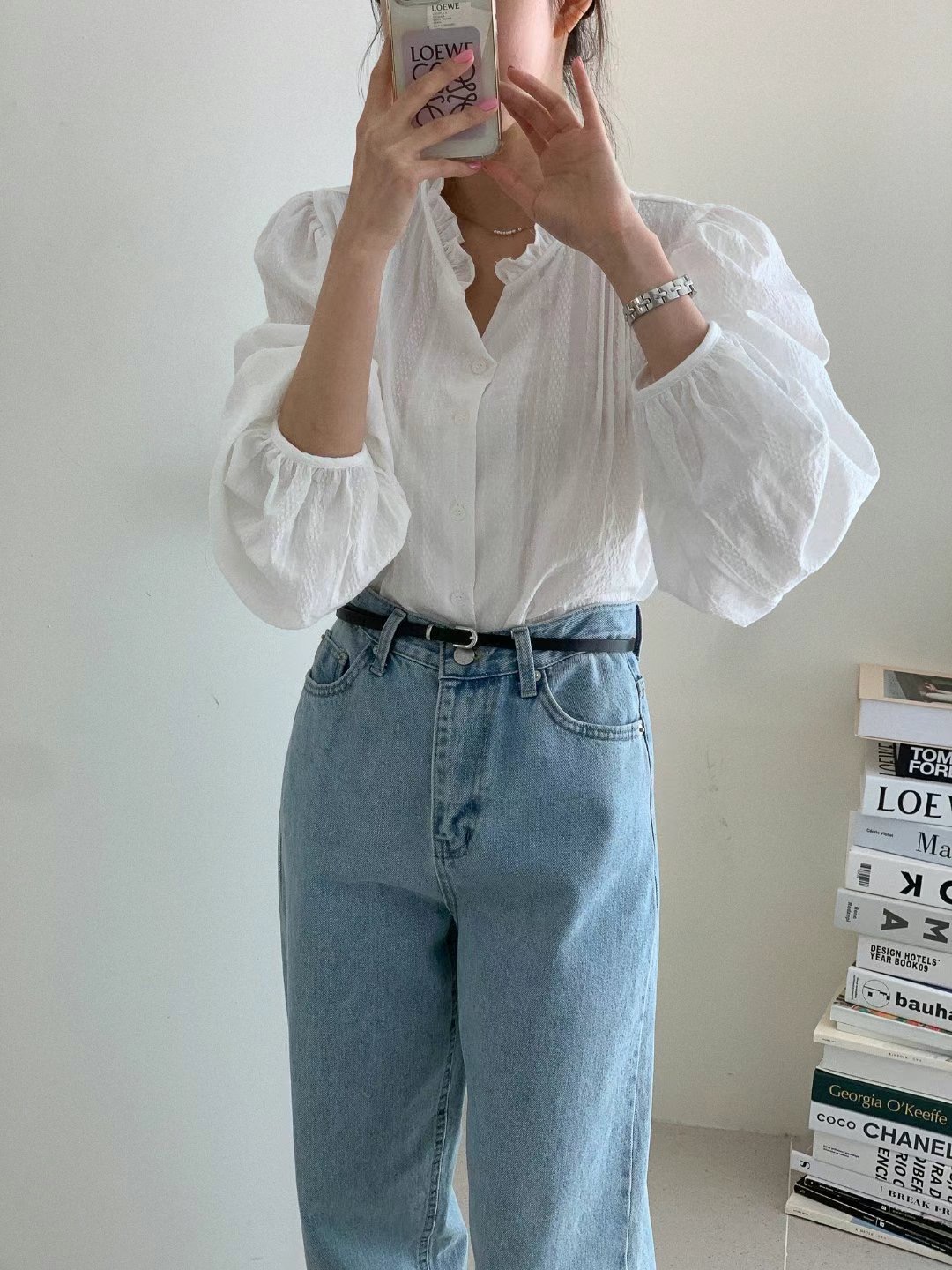 BASIC FEMME-베이직팜므-OT韓國直郵東大門實拍女裝新款時尚襯衫蕾絲衫BASIC FEMME襯衫/蕾絲衫圖色1