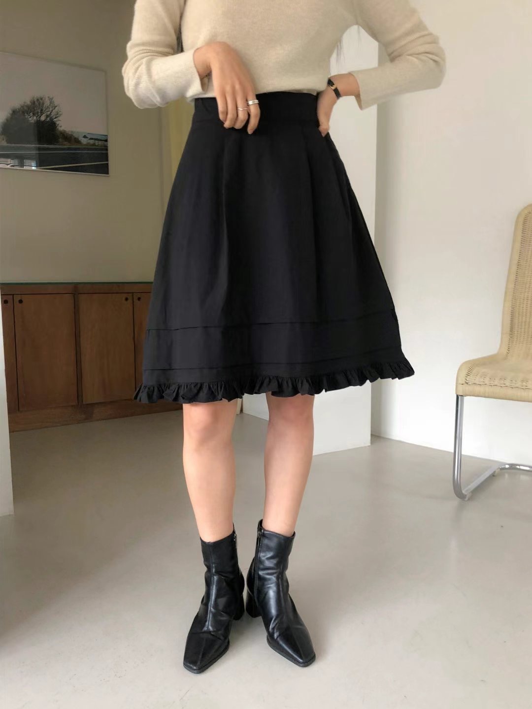 BASIC FEMME-베이직팜므-OT韓國直郵東大門代購女裝新品24秋冬半身裙中短裙BASIC FEMME半身裙/中短裙圖色2