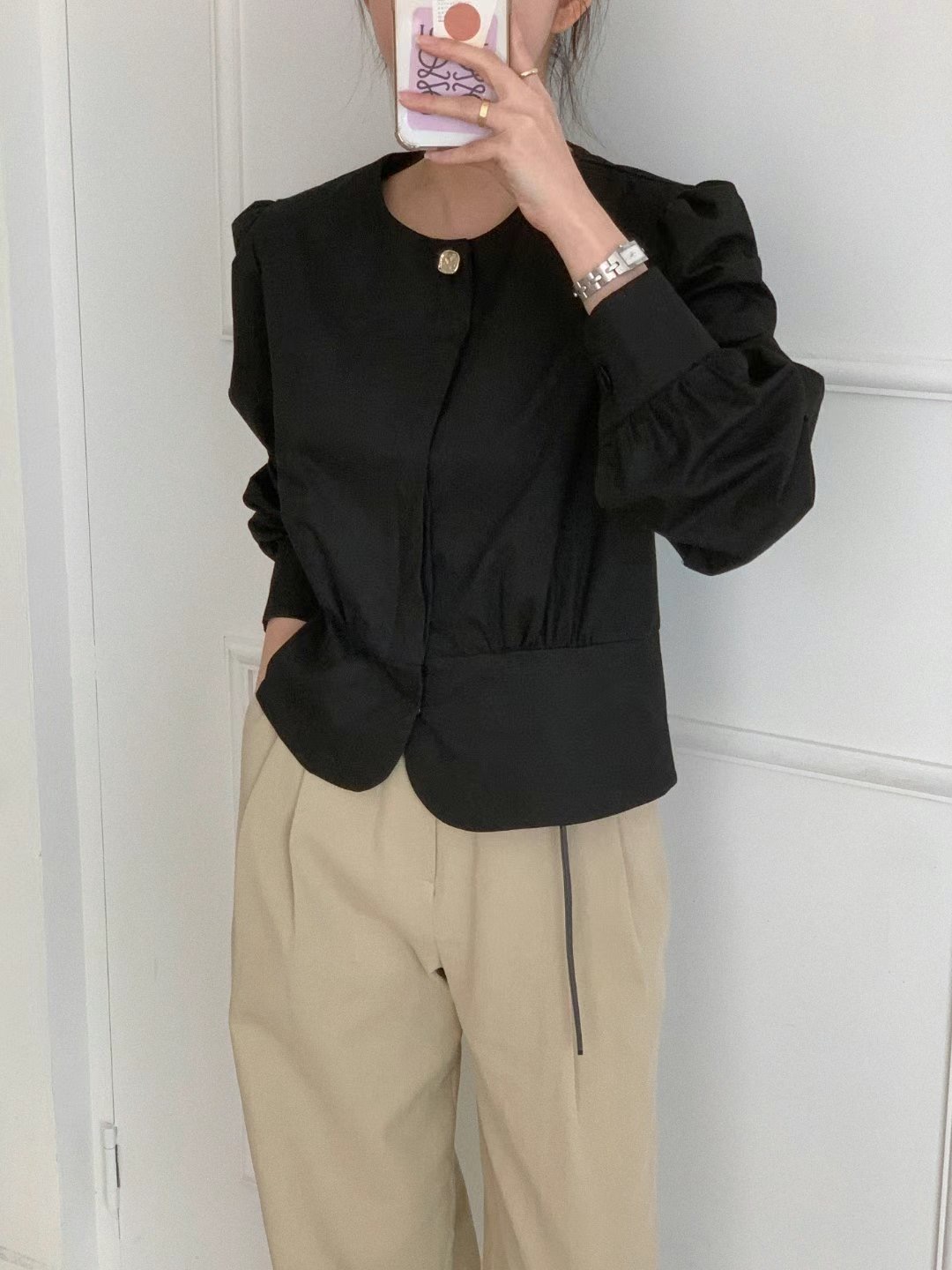BASIC FEMME-베이직팜므-OT韓國直郵女裝新款推薦襯衫蕾絲衫BASIC FEMME襯衫/蕾絲衫圖色2