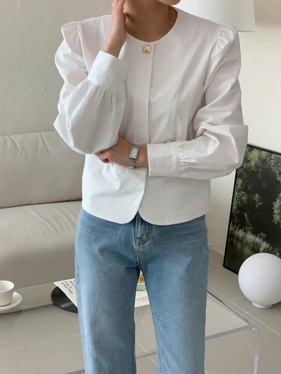 BASIC FEMME-베이직팜므-OT韓國直郵女裝新款推薦襯衫蕾絲衫BASIC FEMME襯衫/蕾絲衫圖色3