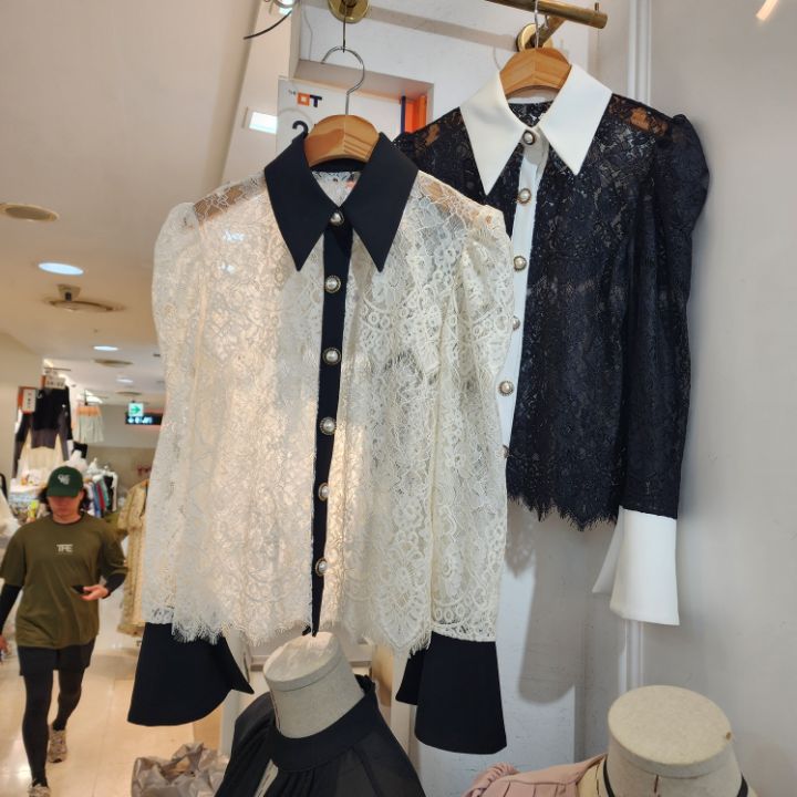火Ⅱ-화투-T直郵韓國代購女裝新品職業真品休閑襯衫蕾絲衫火Ⅱ襯衫/蕾絲衫