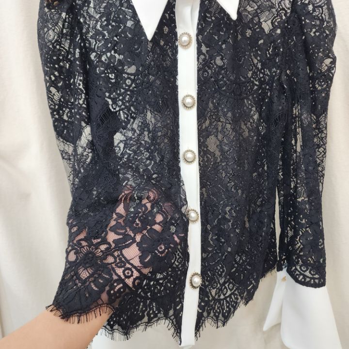 火Ⅱ-화투-T直郵韓國代購女裝新品職業真品休閑襯衫蕾絲衫火Ⅱ襯衫/蕾絲衫