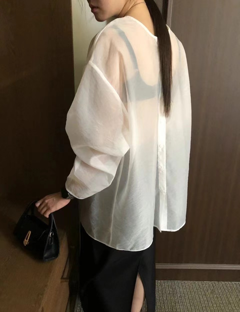 VIVID韓國直郵東大門實拍女裝新款休閑人氣職業24秋冬襯衫蕾絲衫VIVID襯衫/蕾絲衫