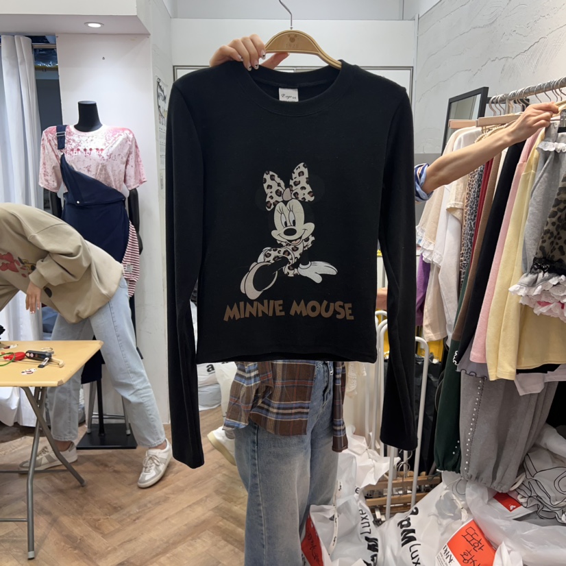 DE LINE韓國直郵東大門代購女裝新款推薦真品休閑時尚長袖T恤DE LINE長袖T恤圖色3
