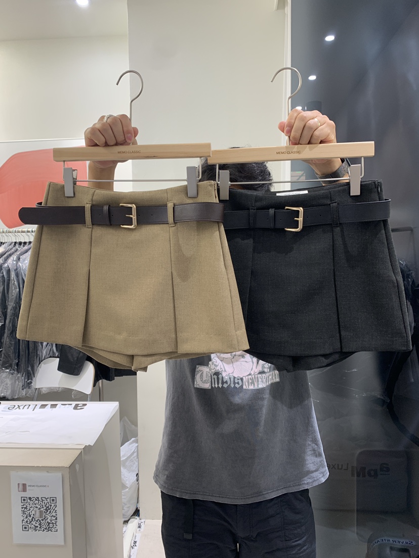 MEMO CLASSIC韓國直郵東大門代購女裝新品休閑24春夏裙褲含腰帶MEMO CLASSIC裙褲