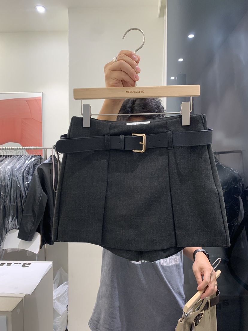 MEMO CLASSIC韓國直郵東大門代購女裝新品休閑24春夏裙褲含腰帶MEMO CLASSIC裙褲圖色2