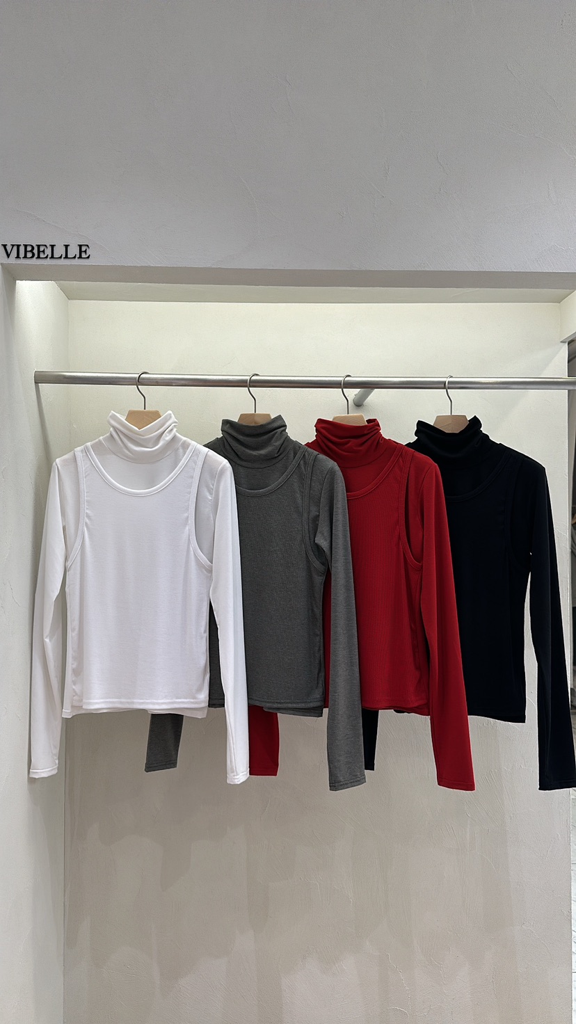 Vibelle韓國直郵東大門代購女裝新品休閑真品24秋冬長袖T恤VIBELLE長袖T恤