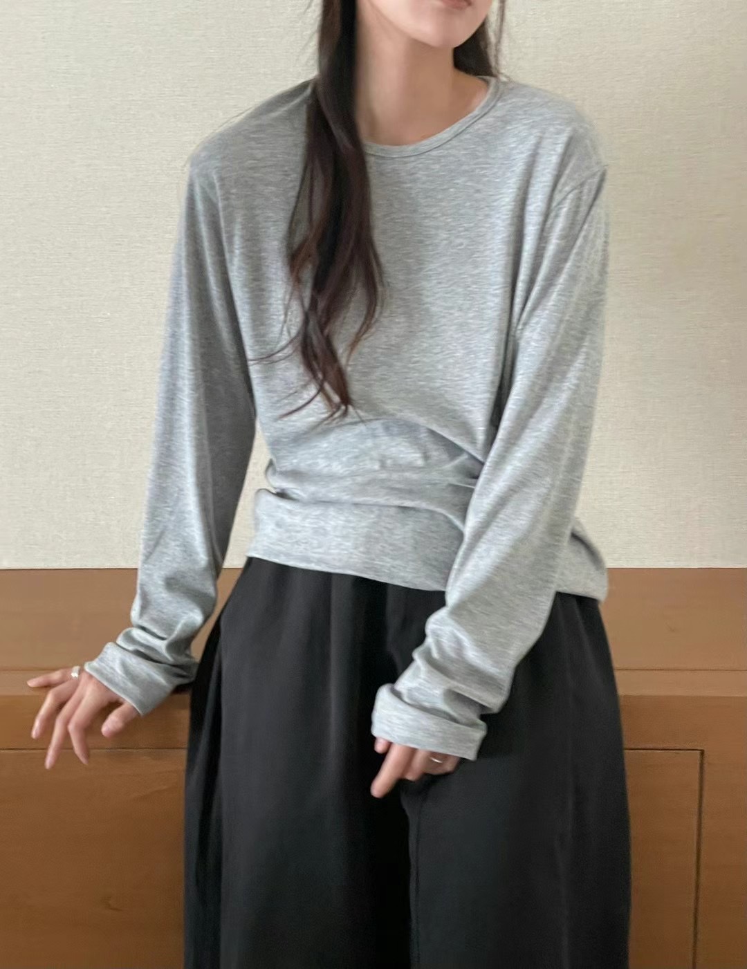 AMYGRACE韓國直郵女裝新品真品人氣熱賣推薦時尚休閑長袖T恤AMYGRACE長袖T恤圖色2