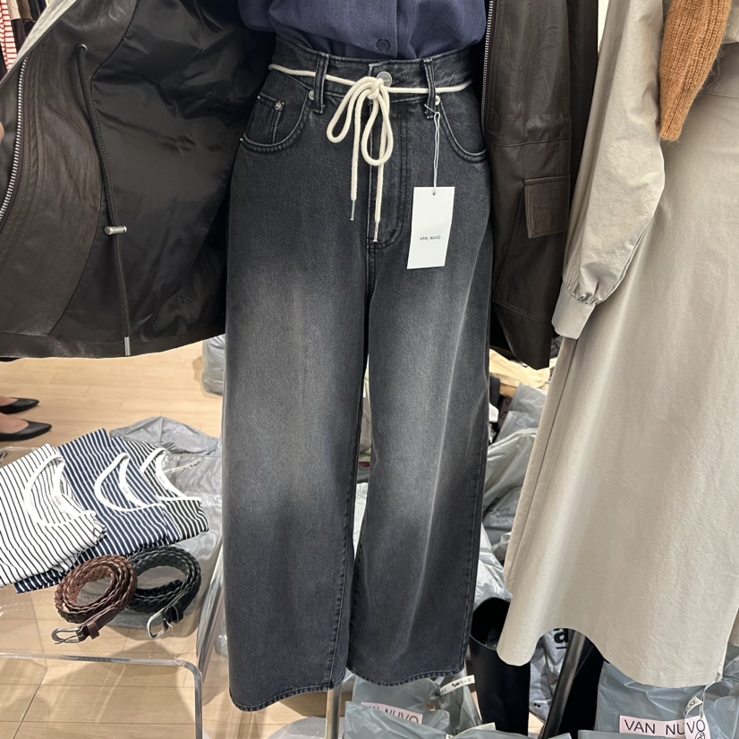 VAN NUVO韓國直郵東大門實拍女裝新品人氣24秋冬牛仔褲含腰繩VAN NUVO牛仔褲