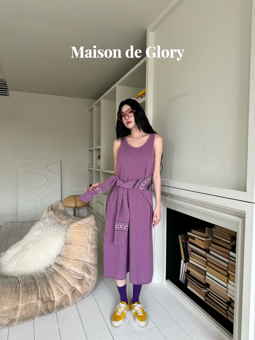 MAISON DE GLORY直郵韓國代購女裝新品24秋冬連衣裙羊毛長款MAISON DE GLORY連衣裙圖色2