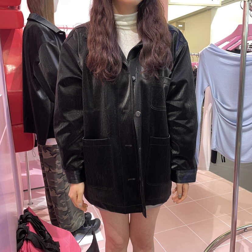 LOVE PINK韓國直郵女裝新品推薦24秋冬時尚真品夾克皮革LOVE PINK夾克