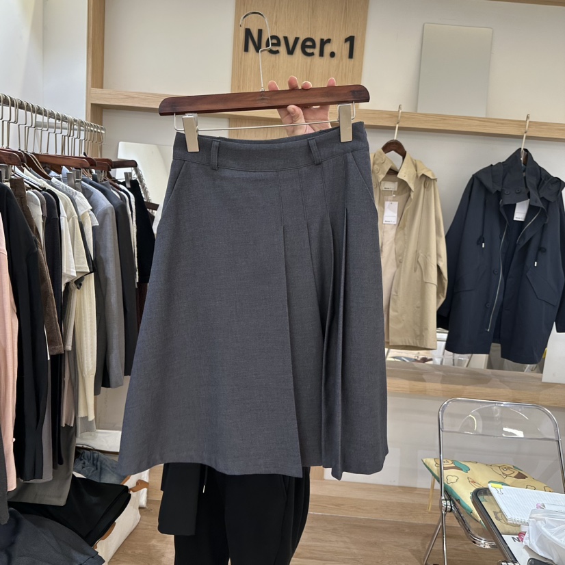 NEVER.1韓國直郵東大門實拍女裝新品休閑半身裙中短裙百褶NEVER.1半身裙/中短裙圖色1