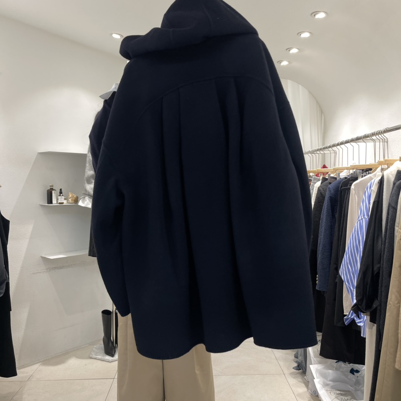 cornerbloom/3rooms韓國直郵東大門實拍女裝新款24秋冬中長款大衣褶皺連帽THE SUIT BAR中長款大衣