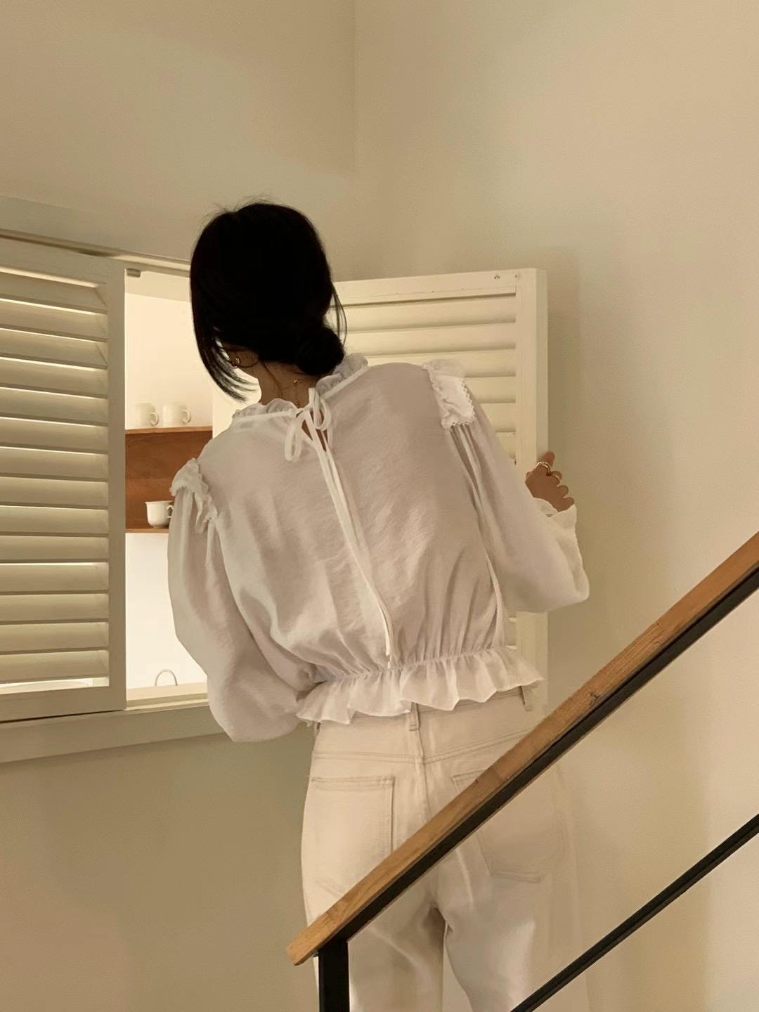 MICO韓國直郵女裝新品熱賣職業24秋冬人氣休閑襯衫蕾絲衫ALL OVER襯衫/蕾絲衫