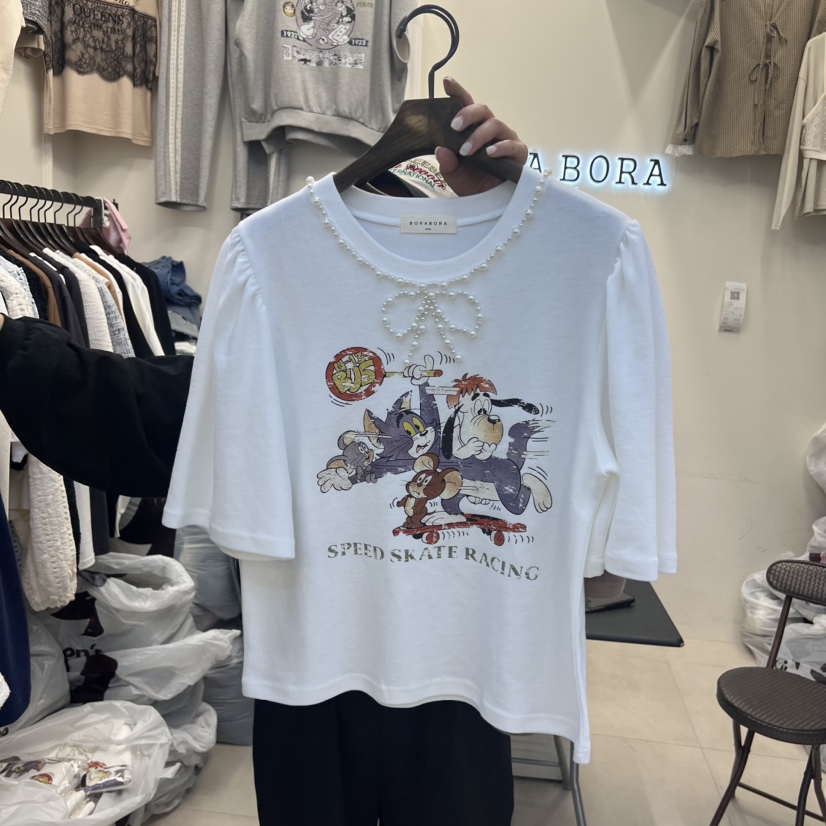 BORA BORA韓國直郵東大門實拍女裝新品24秋冬時尚休閑T恤BORA BORAT恤圖色2