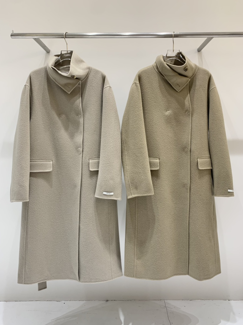 FABRIC韓國直郵女裝新款時尚24秋冬推薦人氣中長款大衣高領FABRIC中長款大衣