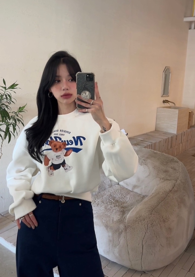 AMUSE SEOUL直郵韓國代購女裝新品休閑人氣24秋冬衛衣加絨拉絲AMUSE SEOUL衛衣