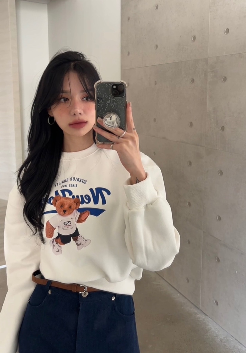 AMUSE SEOUL直郵韓國代購女裝新品休閑人氣24秋冬衛衣加絨拉絲AMUSE SEOUL衛衣