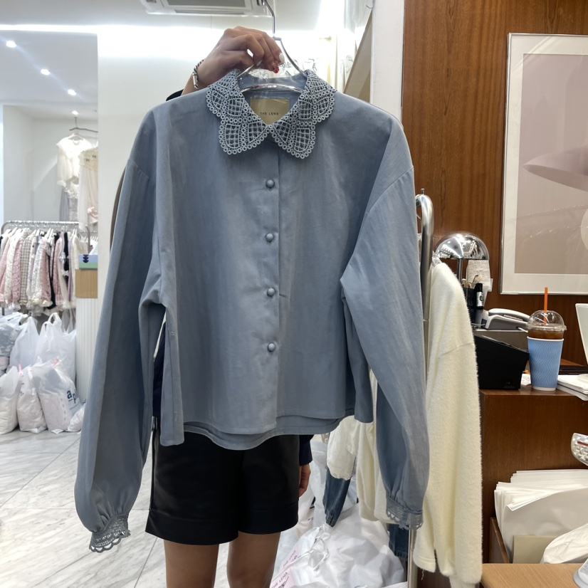 THE LENA直郵韓國代購女裝新款熱賣時尚推薦人氣襯衫蕾絲衫NWEOL襯衫/蕾絲衫