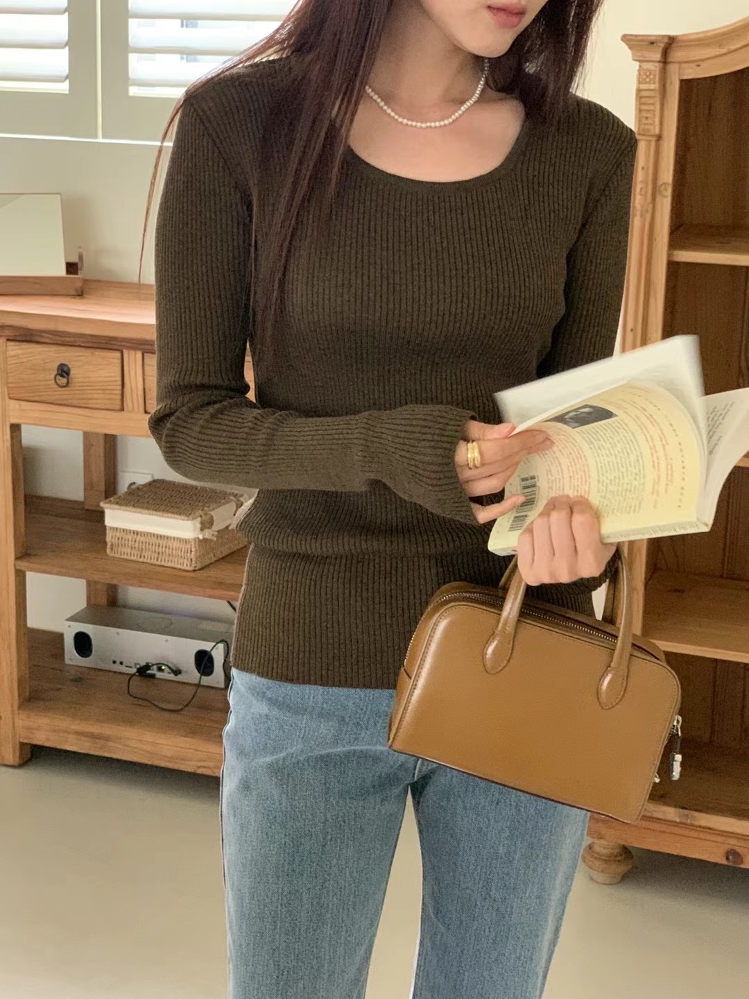 WEATHER韓國直郵東大門實拍女裝新款時尚真品人氣針織衫羅紋JOURNAL針織衫圖色4