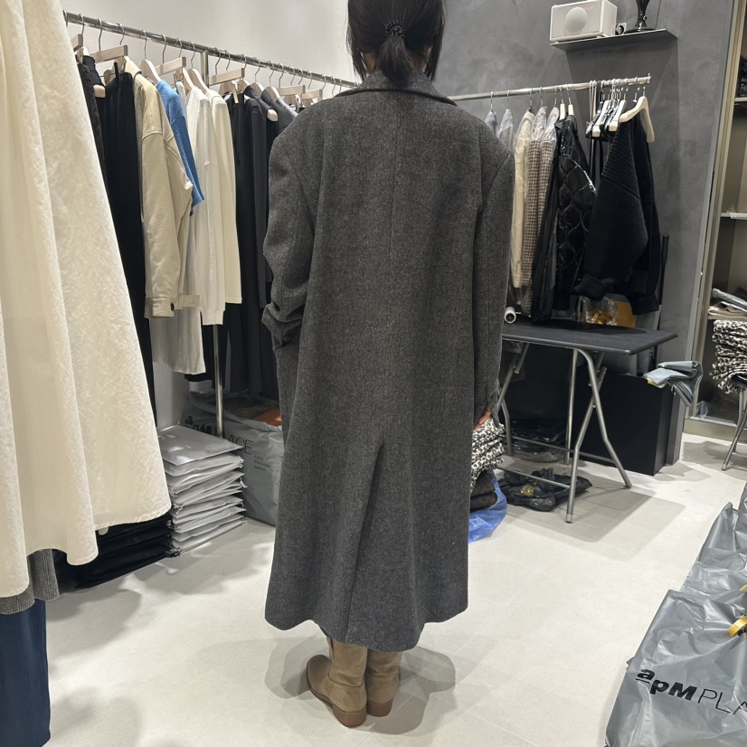 OPEN直郵韓國代購女裝新款人氣24秋冬休閑中長款大衣羊毛OPEN中長款大衣
