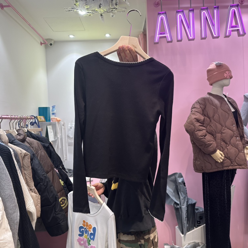 ANNA直郵韓國代購女裝新款時尚真品休閑人氣熱賣24秋冬長袖T恤ANNA長袖T恤