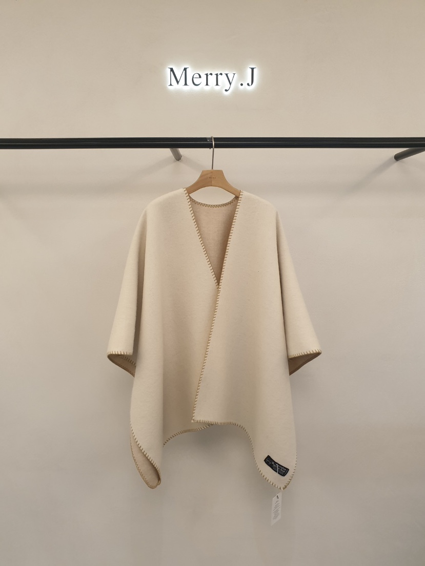 MERRY-J直郵韓國代購女裝新款人氣24秋冬夾克羊駝毛披肩雙面MERRY-J夾克圖色2