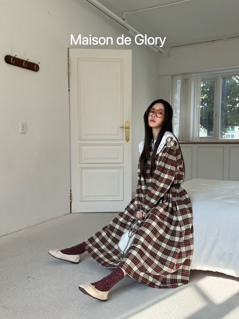 MAISON DE GLORY直郵韓國代購女裝新款熱賣人氣連衣裙含腰帶MAISON DE GLORY連衣裙