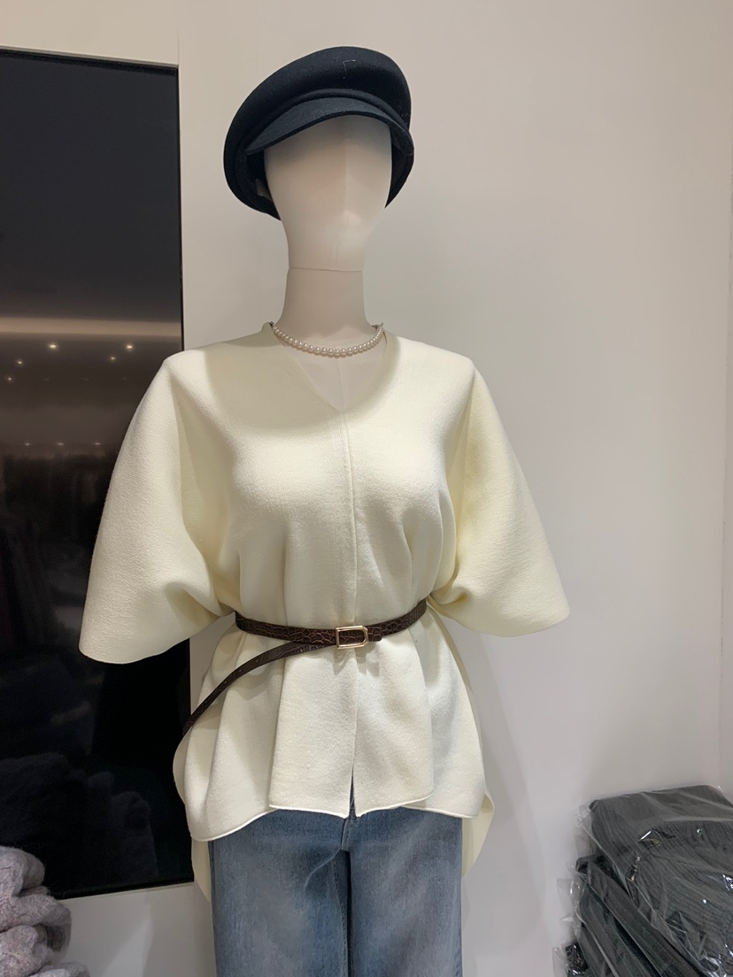 FABRIC直郵韓國代購女裝新品休閑24秋冬針織衫含腰帶羊毛FABRIC針織衫