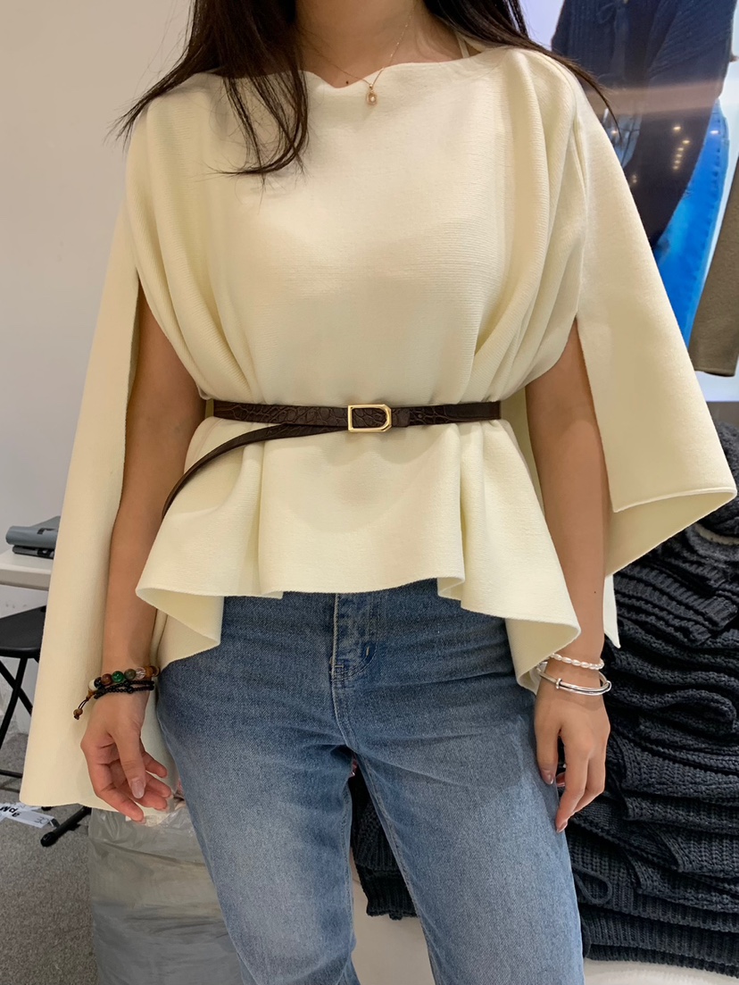 FABRIC直郵韓國代購女裝新品休閑24秋冬針織衫含腰帶羊毛FABRIC針織衫