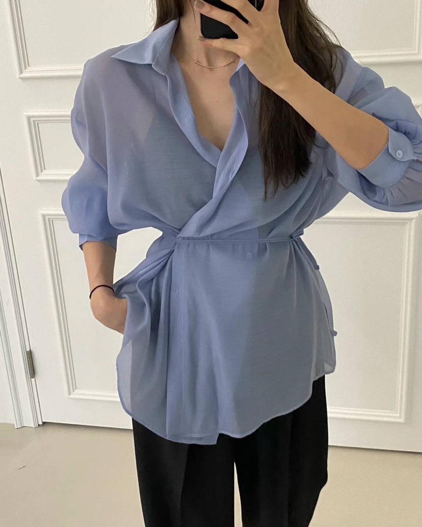 MORAN/MOSCO直郵韓國代購女裝新品職業推薦襯衫蕾絲衫含腰繩MORAN/MOSCO襯衫/蕾絲衫圖色2