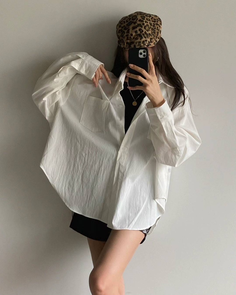 MORAN/MOSCO韓國直郵女裝新品24秋冬真品襯衫蕾絲衫口袋MORAN/MOSCO襯衫/蕾絲衫
