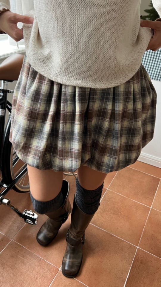 by hey/To Sewing直郵韓國代購女裝新品休閑人氣短裙格紋BY HEY/TO SEWING短裙