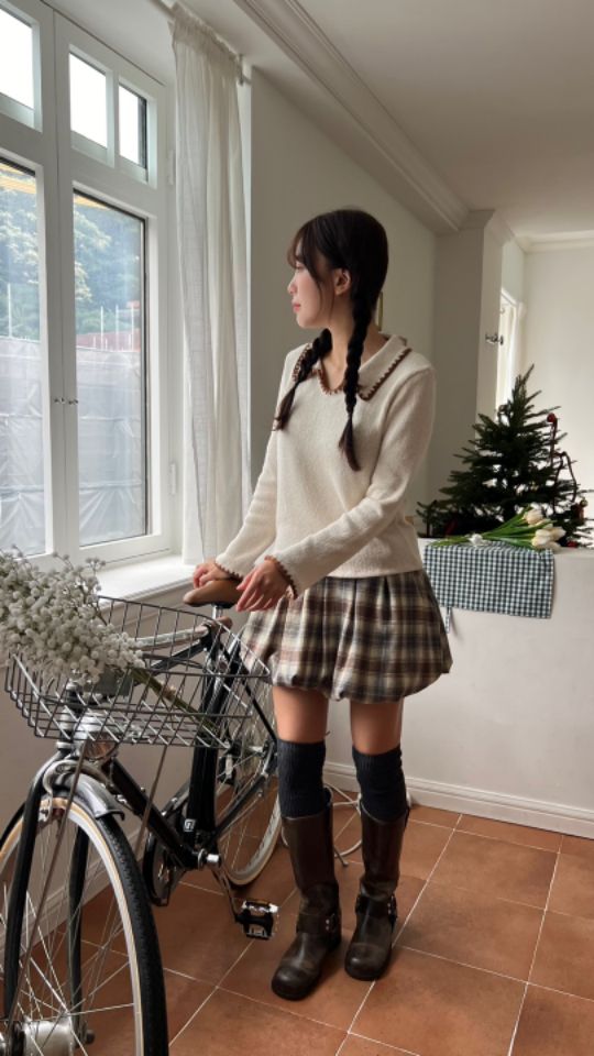 by hey/To Sewing直郵韓國代購女裝新品休閑人氣短裙格紋BY HEY/TO SEWING短裙