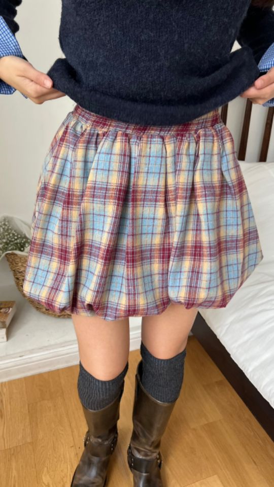 by hey/To Sewing直郵韓國代購女裝新品休閑人氣短裙格紋BY HEY/TO SEWING短裙