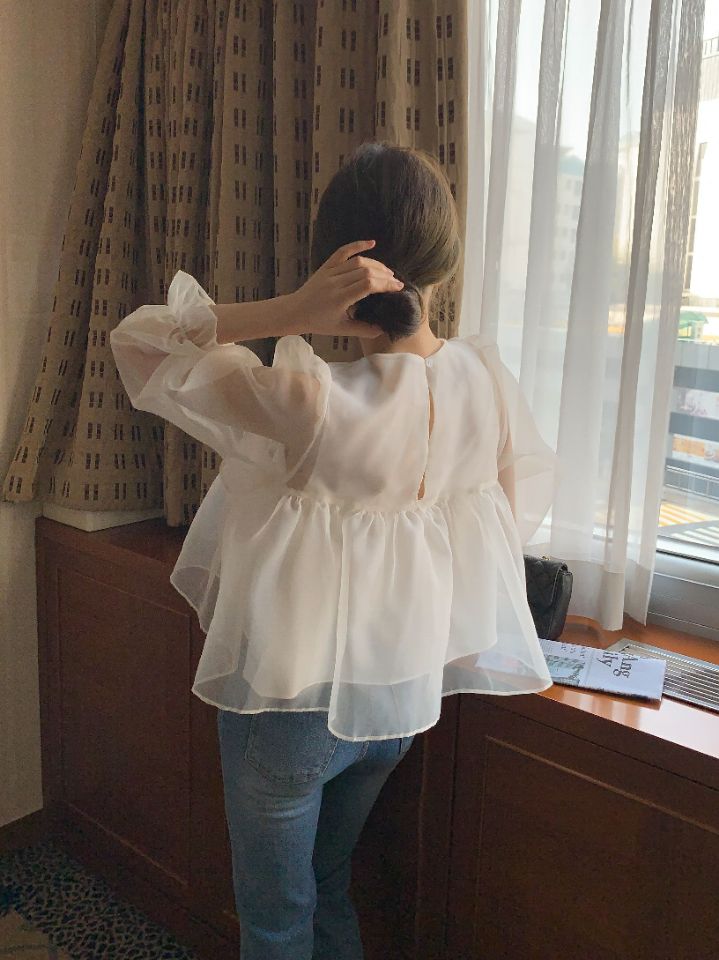 CRONG直郵韓國代購女裝新品推薦職業真品休閑24秋冬襯衫蕾絲衫CRONG襯衫/蕾絲衫
