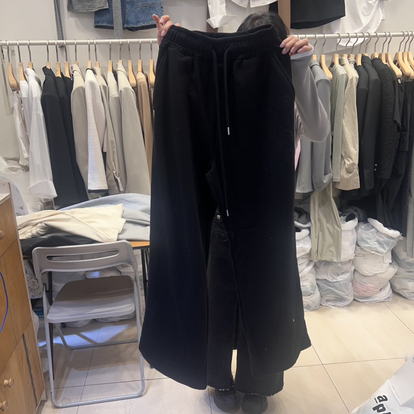 Republlc of/qc直郵韓國代購女裝新款24秋冬休閑褲水貂貂皮羅紋Republlc of qc休閑褲圖色2