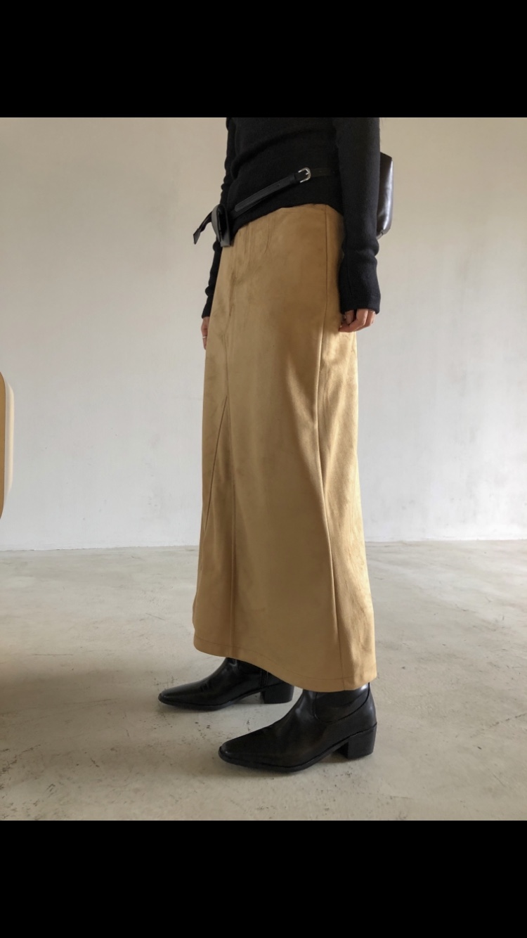 ROUGH韓國直郵女裝新款人氣推薦24秋冬休閑真品職業長裙麂皮ROUGH長裙
