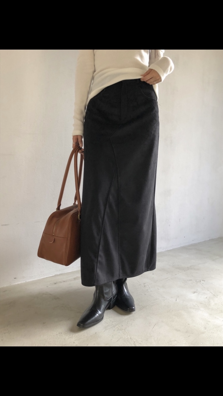 ROUGH韓國直郵女裝新款人氣推薦24秋冬休閑真品職業長裙麂皮ROUGH長裙