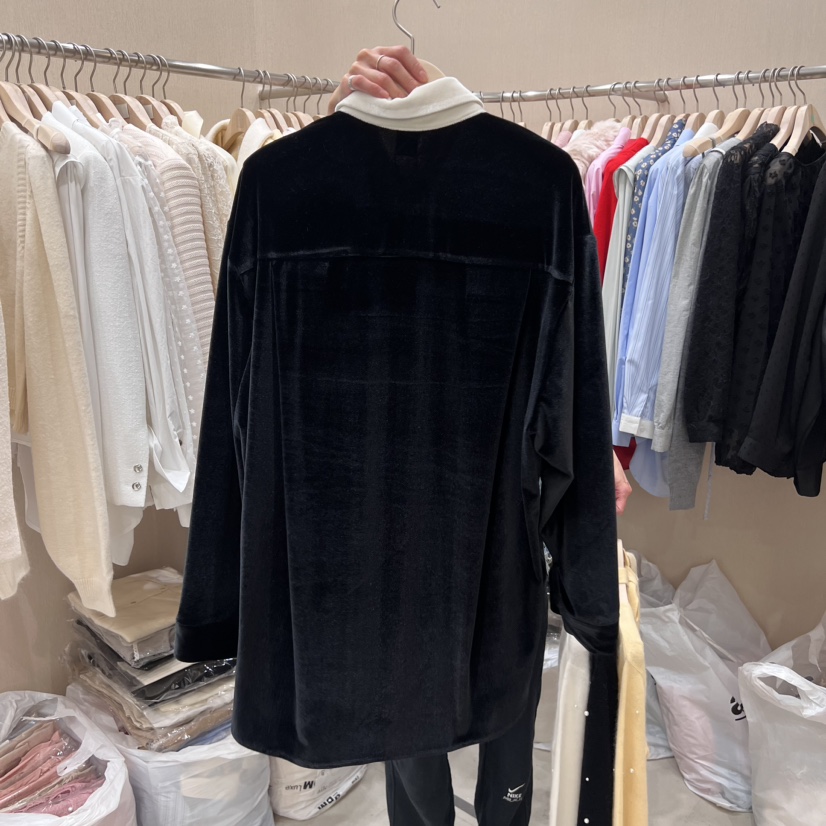 LiLi/Aile韓國直郵東大門代購女裝新品職業襯衫蕾絲衫天鵝絨Lai襯衫/蕾絲衫
