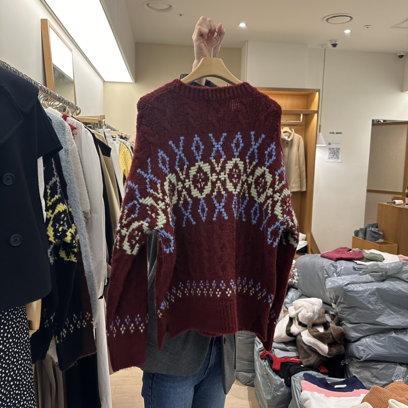 VAN NUVO韓國直郵女裝新品時尚真品24秋冬推薦針織衫復古VAN NUVO針織衫