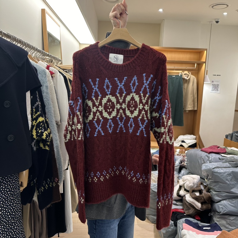 VAN NUVO韓國直郵女裝新品時尚真品24秋冬推薦針織衫復古VAN NUVO針織衫
