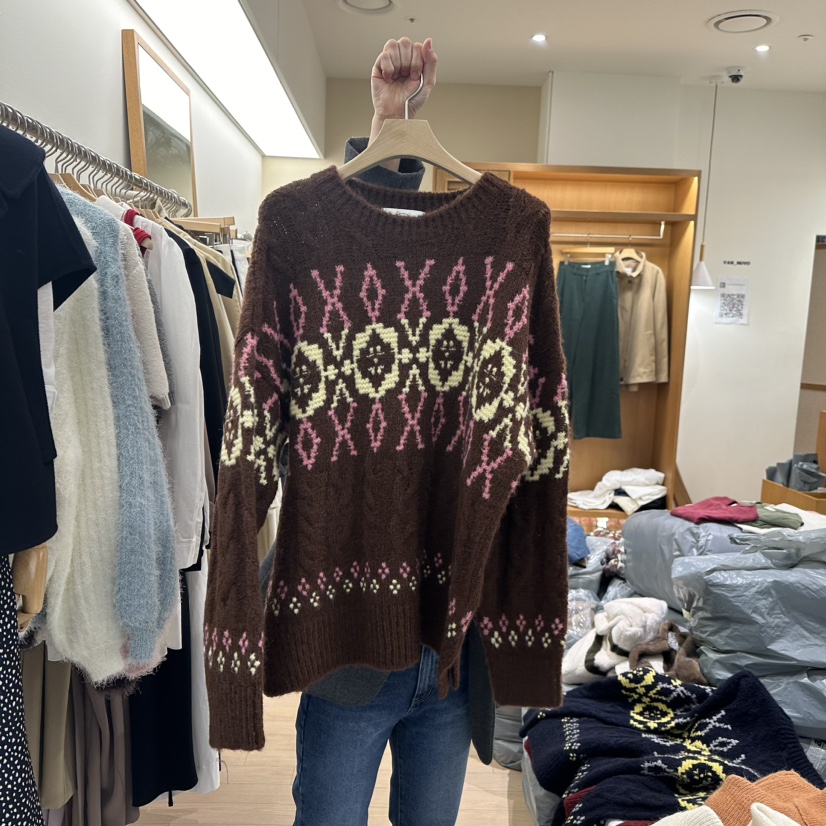 VAN NUVO韓國直郵女裝新品時尚真品24秋冬推薦針織衫復古VAN NUVO針織衫圖色3
