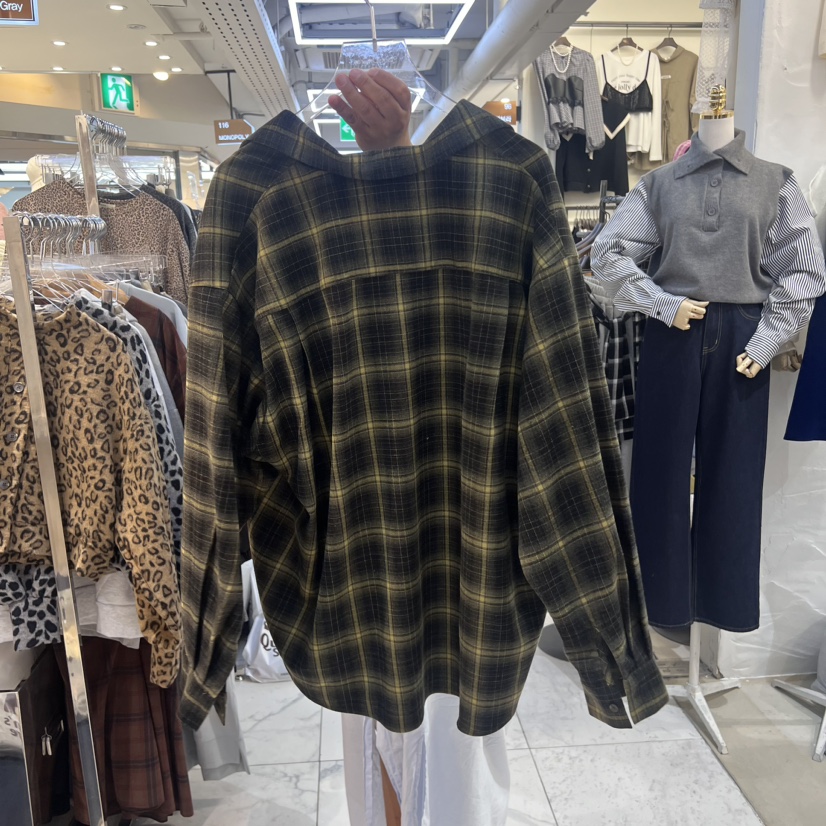 PLANTS ON GRAY韓國直郵東大門代購女裝新品熱賣襯衫蕾絲衫羊毛格紋PLANTS ON GRAY襯衫/蕾絲衫
