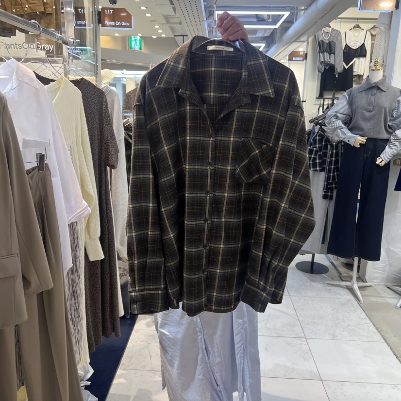 PLANTS ON GRAY韓國直郵東大門代購女裝新品熱賣襯衫蕾絲衫羊毛格紋PLANTS ON GRAY襯衫/蕾絲衫圖色2