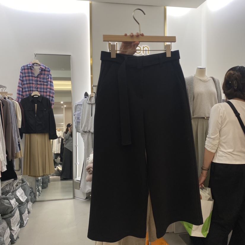 N YEN直郵韓國代購女裝新款休閑短褲含腰帶闊腿褲羊毛拉絨N YEN短褲圖色2