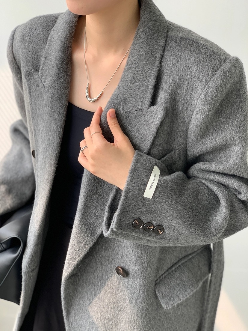 BANI BLUBH韓國直郵東大門代購女裝新款時尚中長款大衣含腰帶手工BANI BLUSH中長款大衣